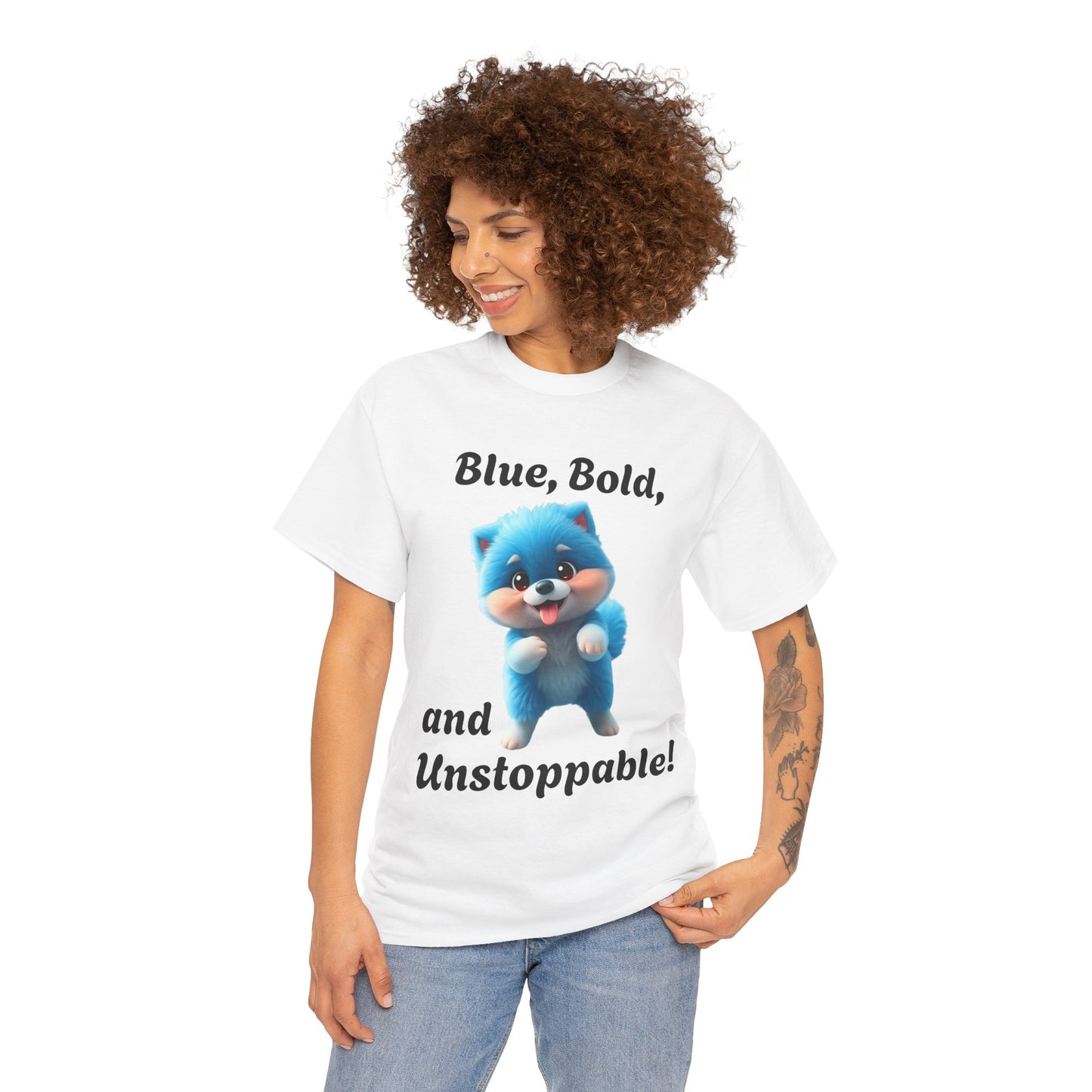 Blue, Bold, and Unstoppable-Pomeranian Dancing Dog T-shirt - Pets Bargains
