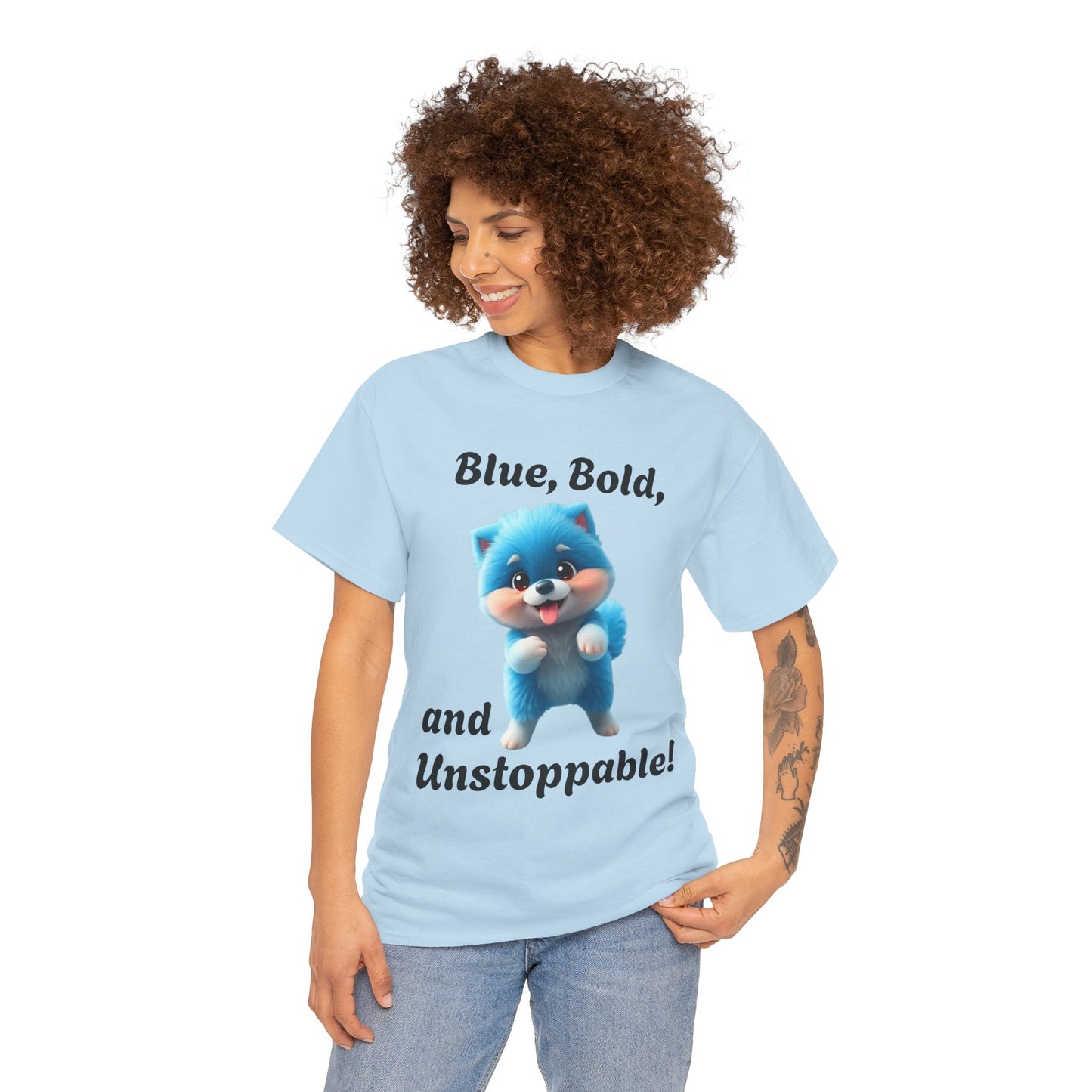Blue, Bold, and Unstoppable-Pomeranian Dancing Dog T-shirt - Pets Bargains