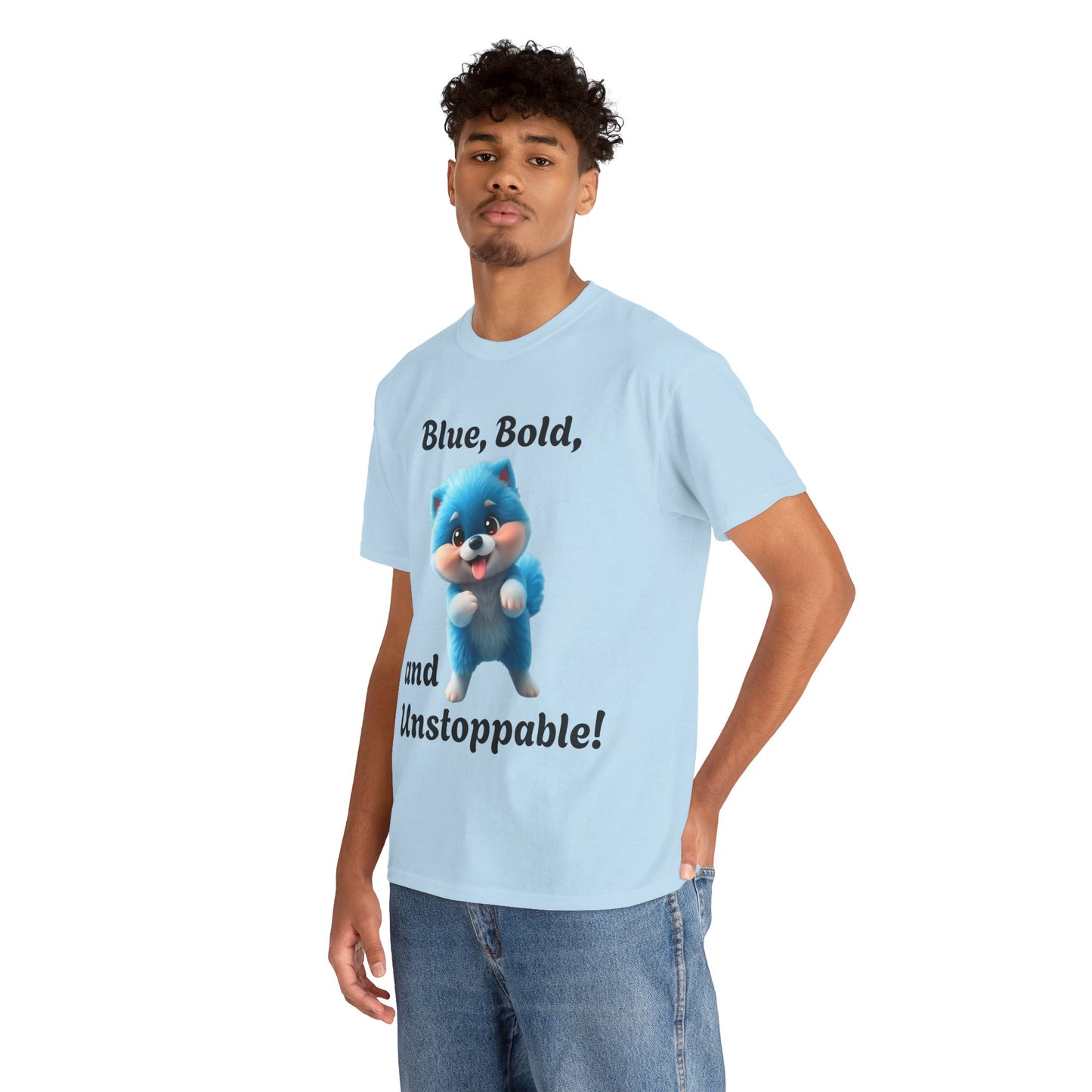 Blue, Bold, and Unstoppable-Pomeranian Dancing Dog T-shirt - Pets Bargains