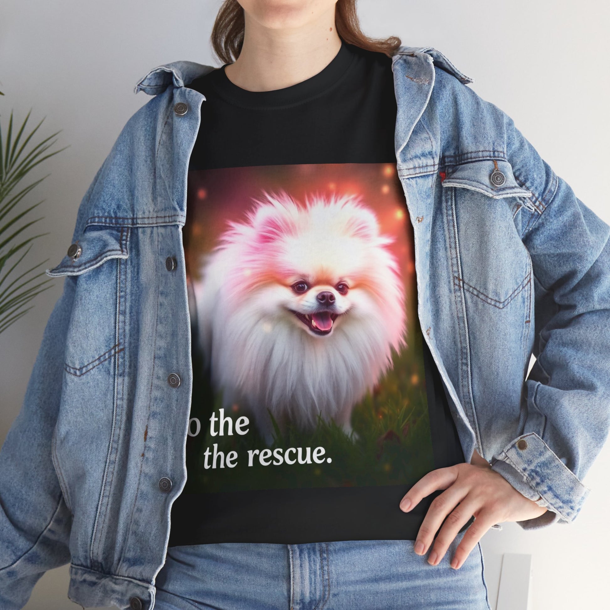 Gorgeous Pink Pomeranian to the Rescue -Exclusive T shirt - Pets Bargains